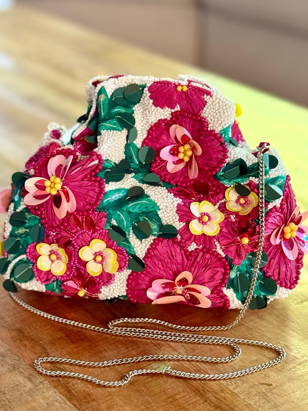 Viral Beaded Floral Statement Bag 🌸 Handcrafted India TJ Maxx NWT
